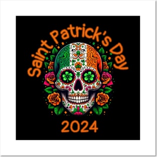 St Patricks Day 2024. Irish Skull Men Posters and Art